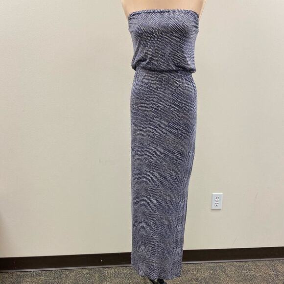 Joie Dalila blue and white geometric‎ Printed Strapless Maxi Dress - Picture 3 of 10